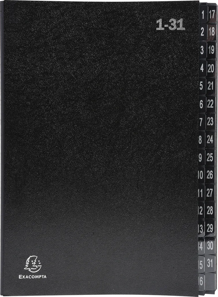 Trieur 32 Compartiments Numériques Rigide 24x34cm Noir Haute Capacité