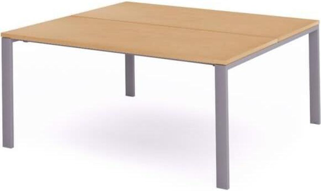Mehrfacharbeitstisch Total BxTxH 160x163x73cm Gestell grau Platte Melamin buche.