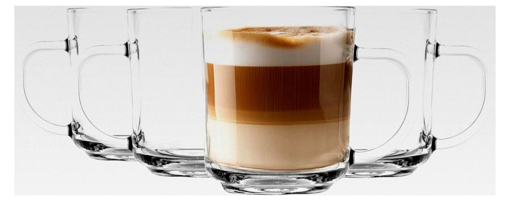 Krosno Latte Macchiato Gläser 4er Set - Teegläser mit Henkel, 200 ml