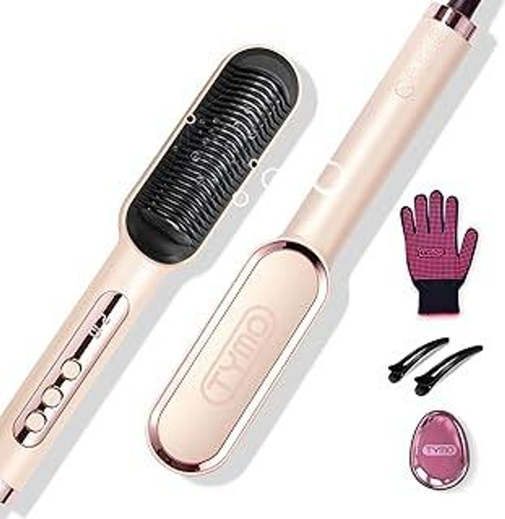 TYMO RING PLUS Ionic Hair Straightener Comb - Haarglättungsbürste und -eisen mit Nano-Titan-Beschichtung für gleichmäßige Hitze, 9 Temperature...