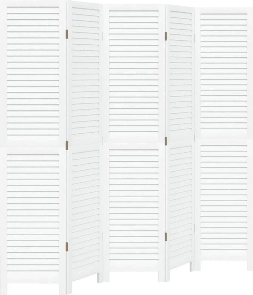 5-tlg. Raumteiler Weiß Massivholz Paulownia