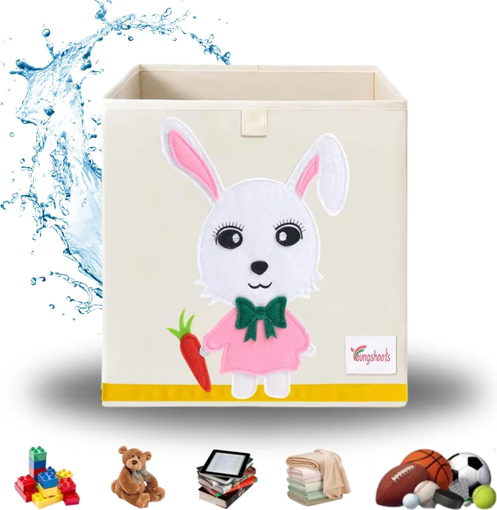 Boîte de rangement pliable lapin - Cube de stockage souple et robuste