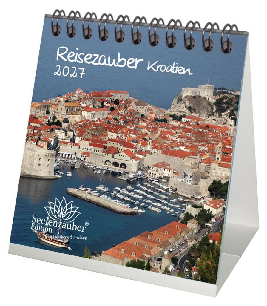 Reisezauber Kroatien Tischkalender 10x10cm für 2027 Kroatien Zagreb Meer Strand Urlaub - Seelenzauber
