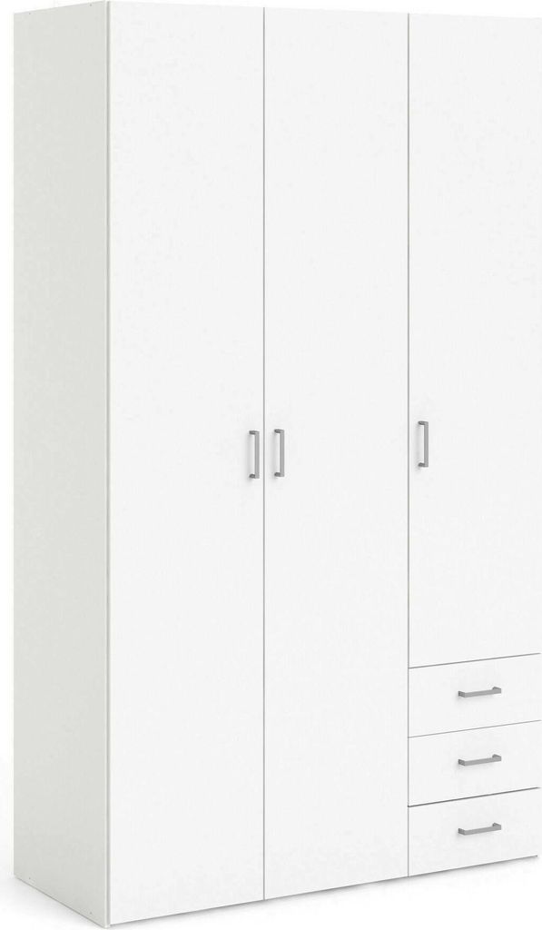 Kleiderschrank 3 Türen Suzette, Schlafzimmermöbel, Schrank, Garderobe, 115x49 h200 cm, Weiß