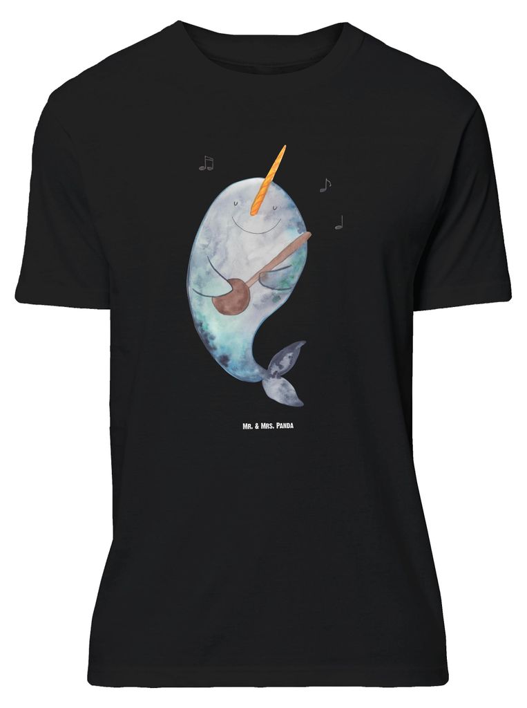 Mr. & Mrs. Panda Größe XL T-Shirt Narwal Gitarre - Schwarz - Geschenk, Meer, mit Spruch, Wal, Shirt, Frust, Tshirt, Tanzen, Gespräche