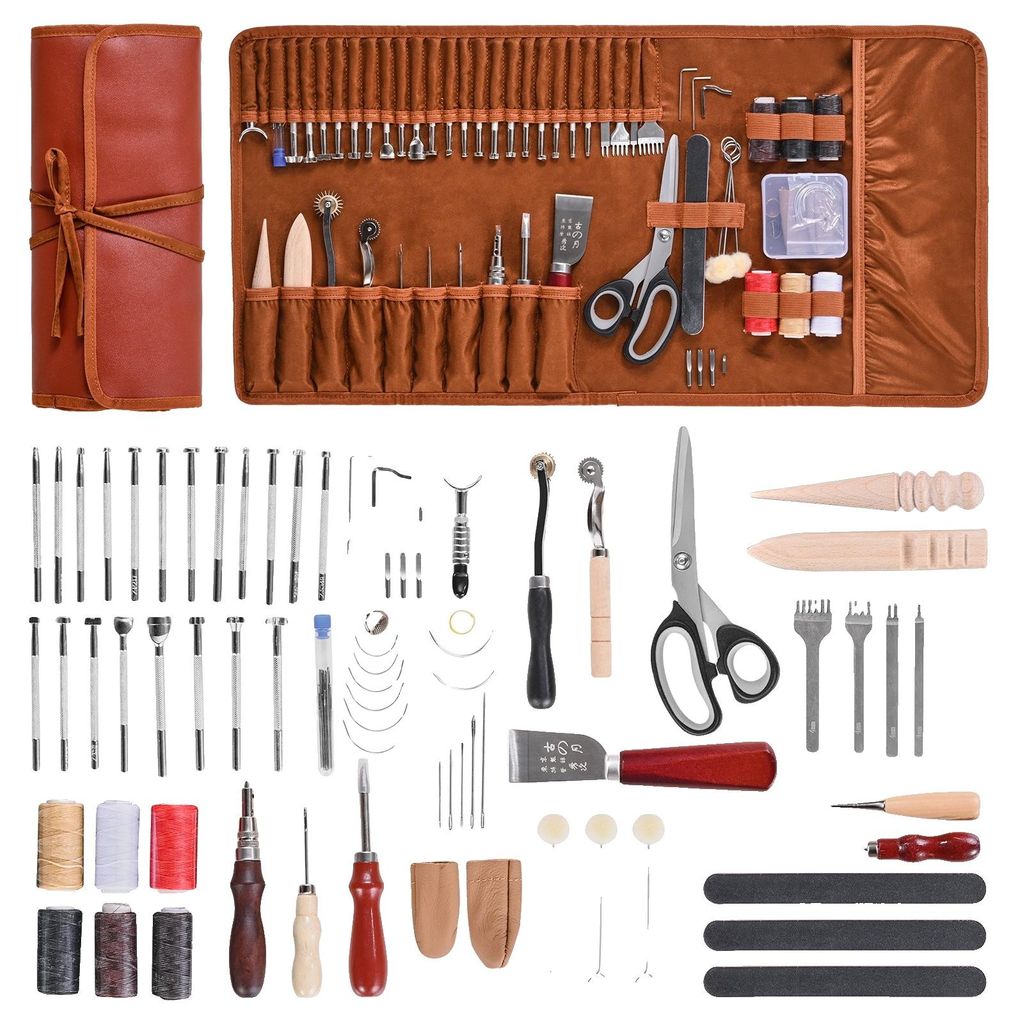 VEVOR Set de 72 outils d'artisanat du cuir avec sac de Image du produit 