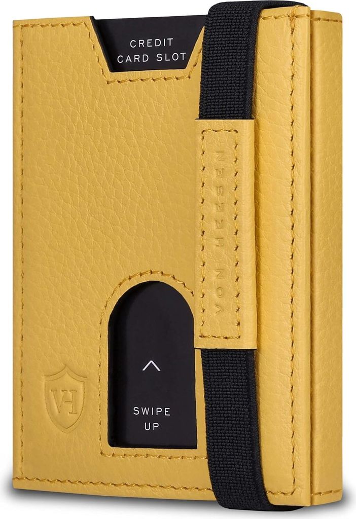 Slim Wallet mit XL Münzfach & RFID-Schutz - Leder Geldbeutel - Mini Geldbörse für Herren und Damen - Kartenetui Echtleder Karten Portemonnaie klein