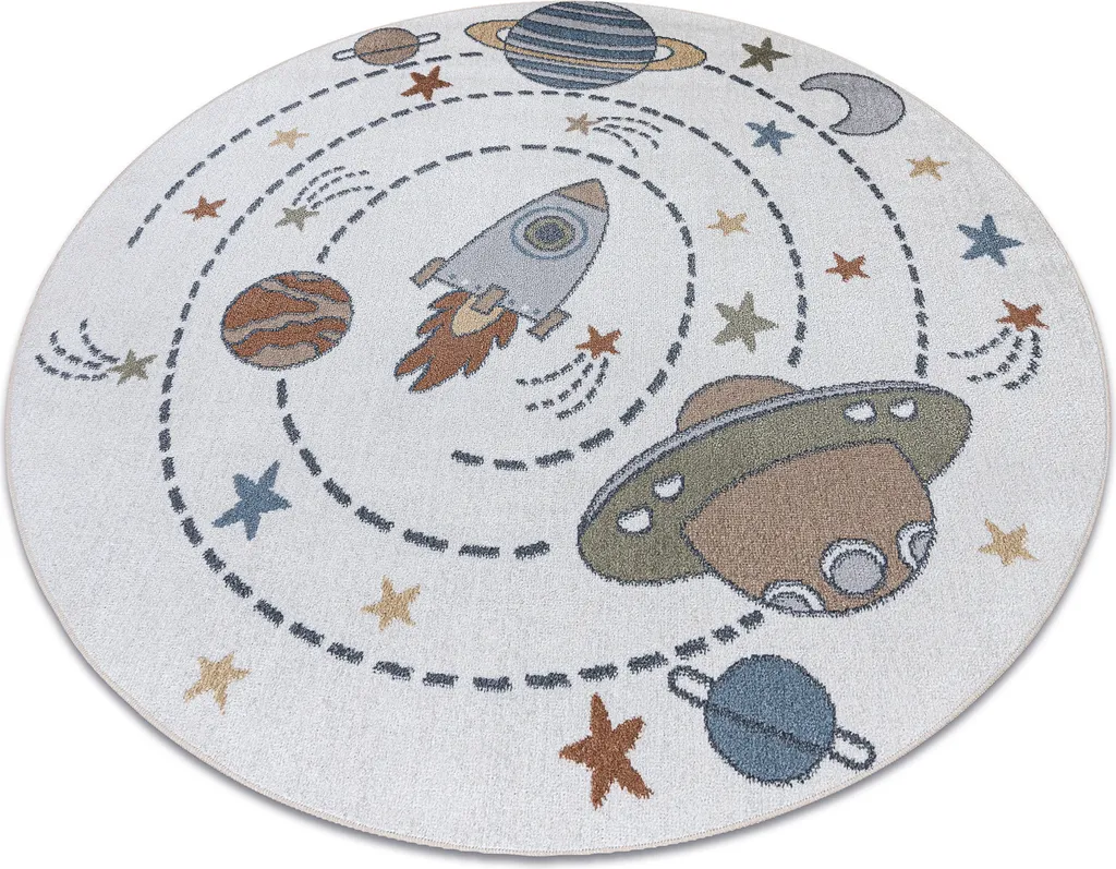 Grand Tapis Espace BONO 8288 Multicolore Anthracite Cercle de 140 cm