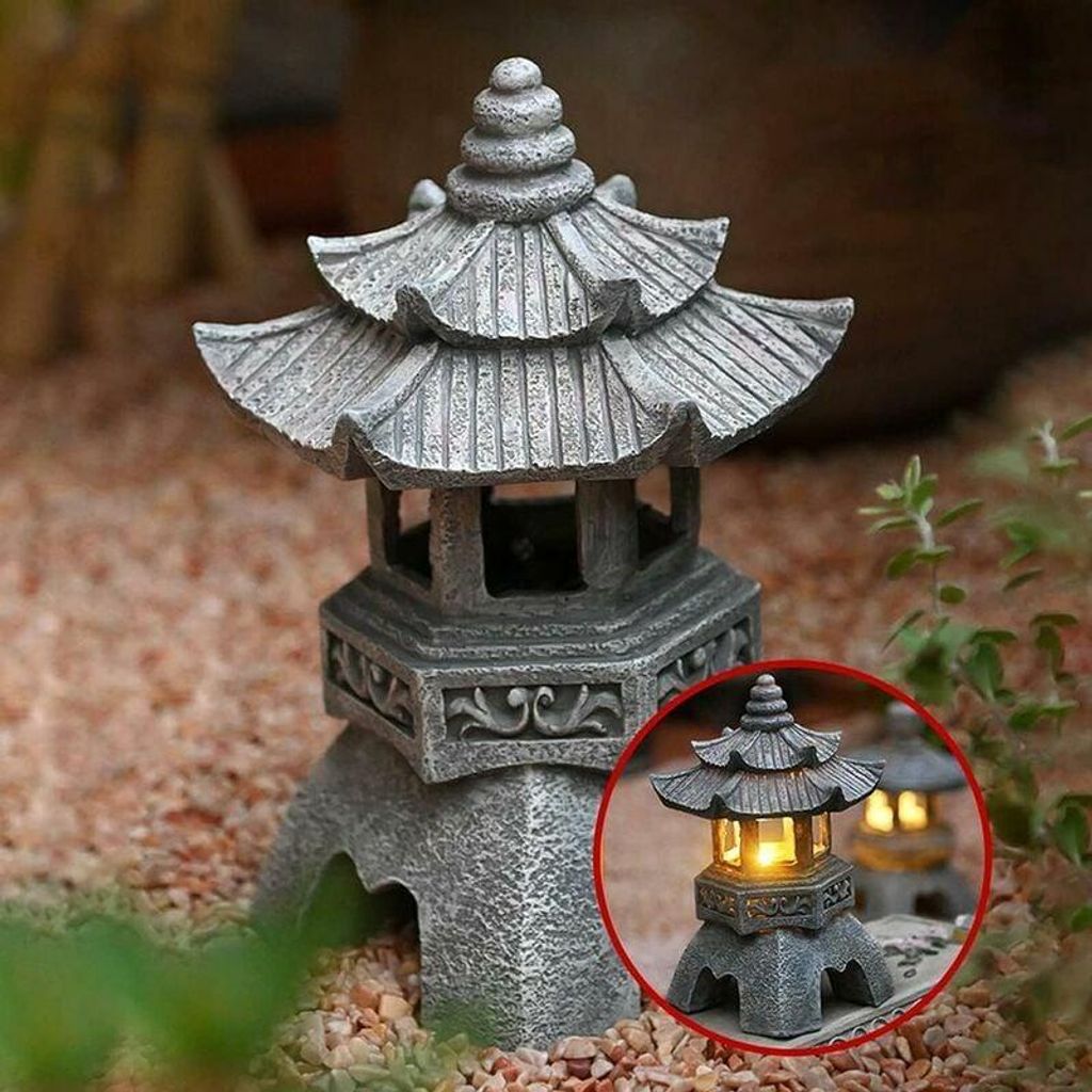 Solar-Pagodenlaternen-Statue Gartendekoration Produktbild 