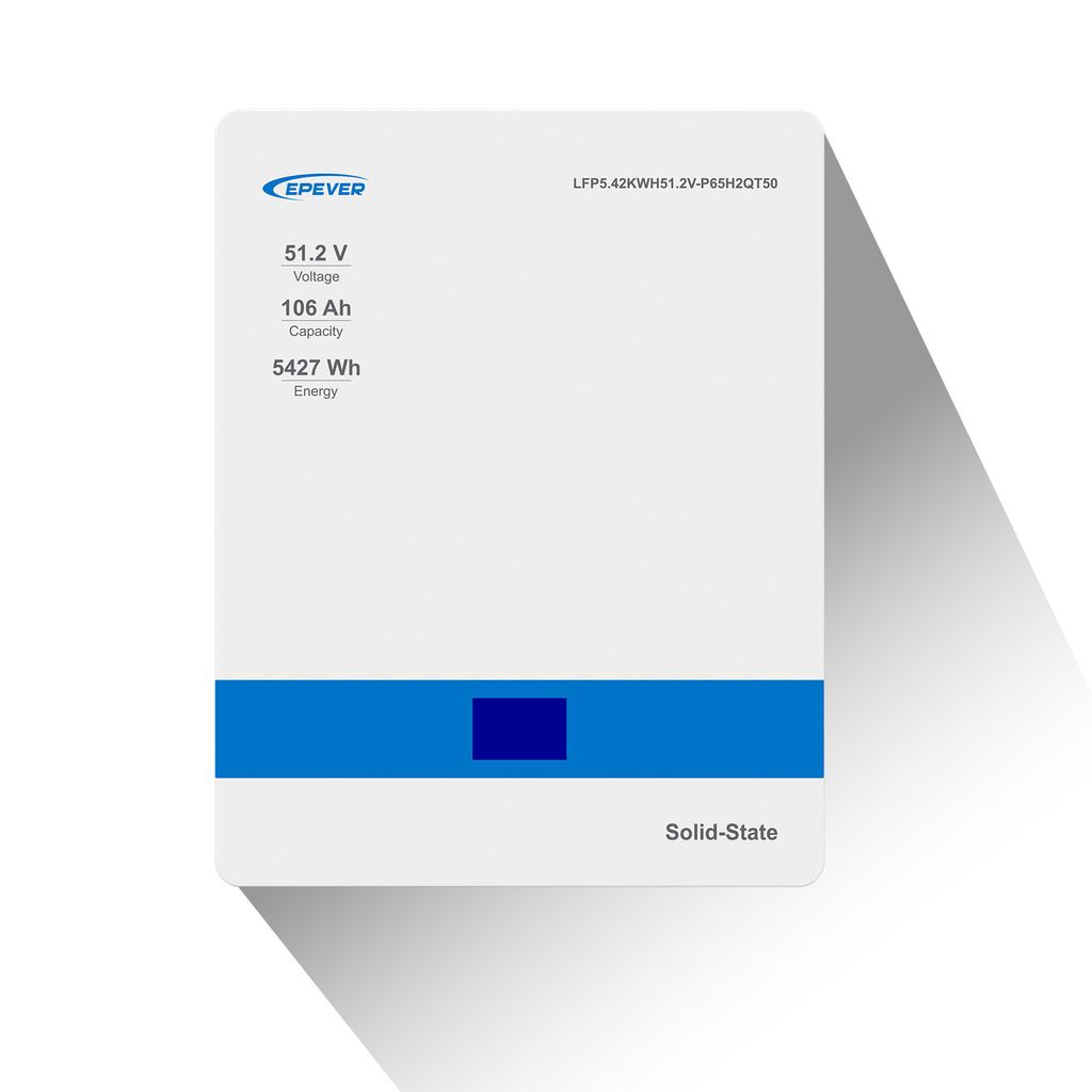 EPEVER Lithium Batterie LiFePO4 Batterien 51,2V 106Ah mit integriertem BMS, Wandmontage, LCD-Display, 0% MwSt