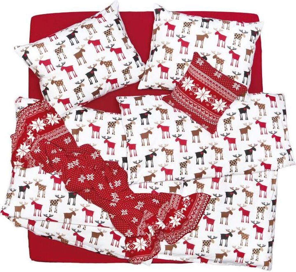 SCANquilt povlečení KLASIK sobi bíločervenohnědá 100% Obrázek produktu 