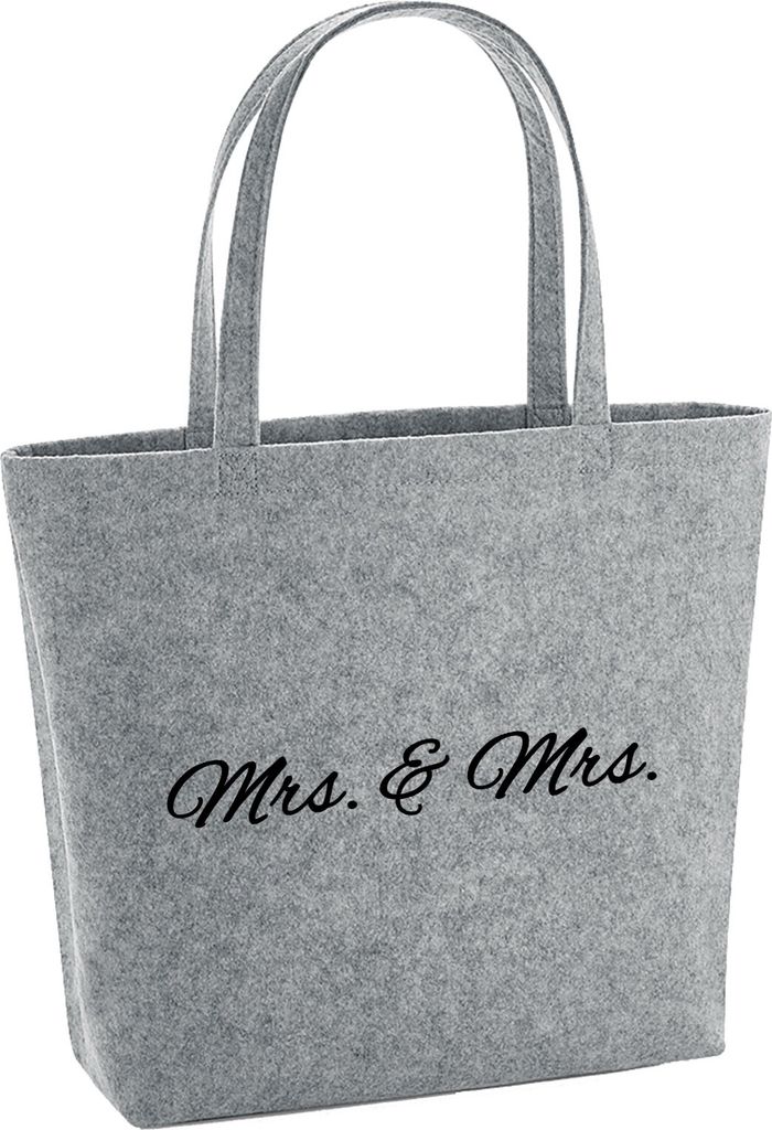 Huuraa Filzshopper Mrs. & Mrs. Schriftzug 22 Liter Grey Melange Filztasche Geschenkidee