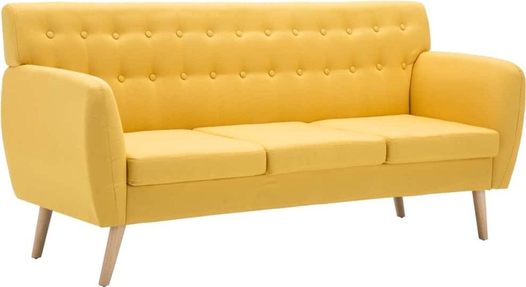 vidaXL Divano 3 posti in tessuto 172x70x82 cm giallo Immagine del prodotto 
