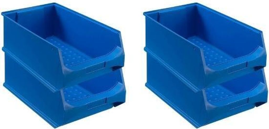 SuperSparSet 4x Blaue Sichtlagerbox 5.0 | HxBxT 20x30x50cm | 21,8 Liter | Sichtlagerbehälter, Sichtlagerkasten, Sichtlagerkastensortiment, Sortier...