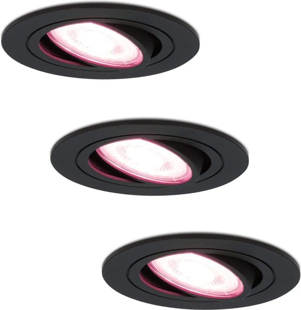 Spot connecté RGBWW 5,5W inclinable noir IP20 HOFTRONIC - Pack de 3