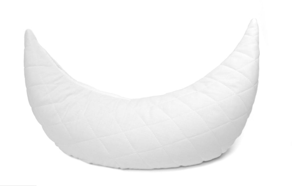 Kissen in Mondform - Bio-Hirsekissen - Halbmond ca. 50cm mit Bio-Hirseschalen - Steppware weiß, mit zusätzlichem Inlett