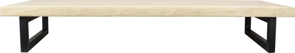 Natural Goods Berlin Waschtisch EICHE, Eichenholz massiv, Aufsatzwaschbecken, Echtholz, Naturkante, 120 x 50 cm, mit Wandkonsole RECHTECK (Schwarz)