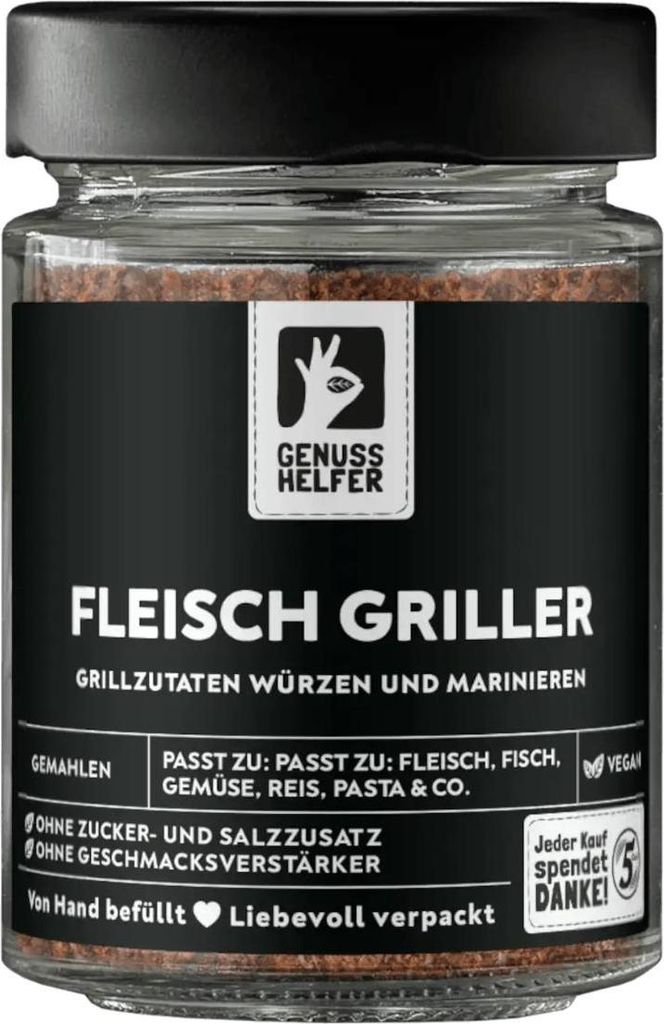 Fleischgriller Gewürz, gemahlen, Grill Gewürz, ideal zu Fleisch & als BBQ-Rub, 80g im Glas