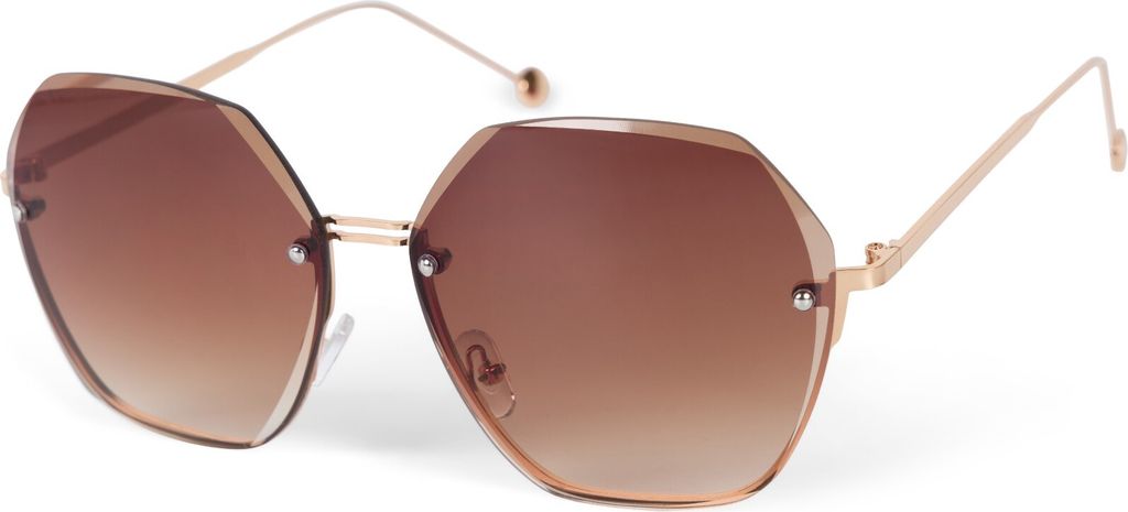 styleBREAKER Damen Ovale Oversize Sonnenbrille mit Diamant Schliff, Rahmenlos mit getönten Gläsern, Metallrahmen 09020136