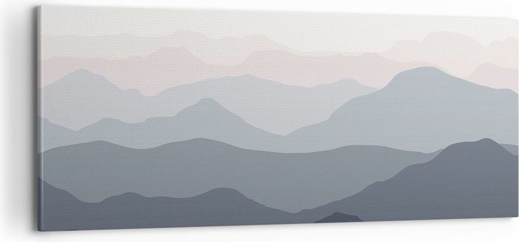 Bild auf Leinwand - Leinwandbild - Einteilig - Berge Grafiken Buntstift - 100x40cm - Wand Bild - Wanddeko - Wandbilder - Leinwanddruck - Bilder - W...