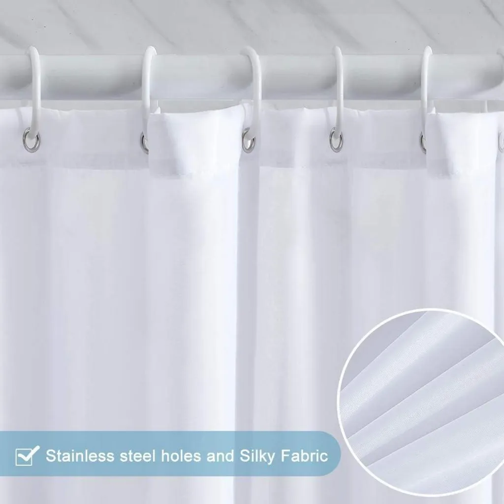 Tenda Da Doccia Lunga Bianca Con Fodera E Ganci Inclusi - 180x213 Cm, Tessuto A Nido D'Ape 230 G/m², Idrorepellente, Finestra Trasparente