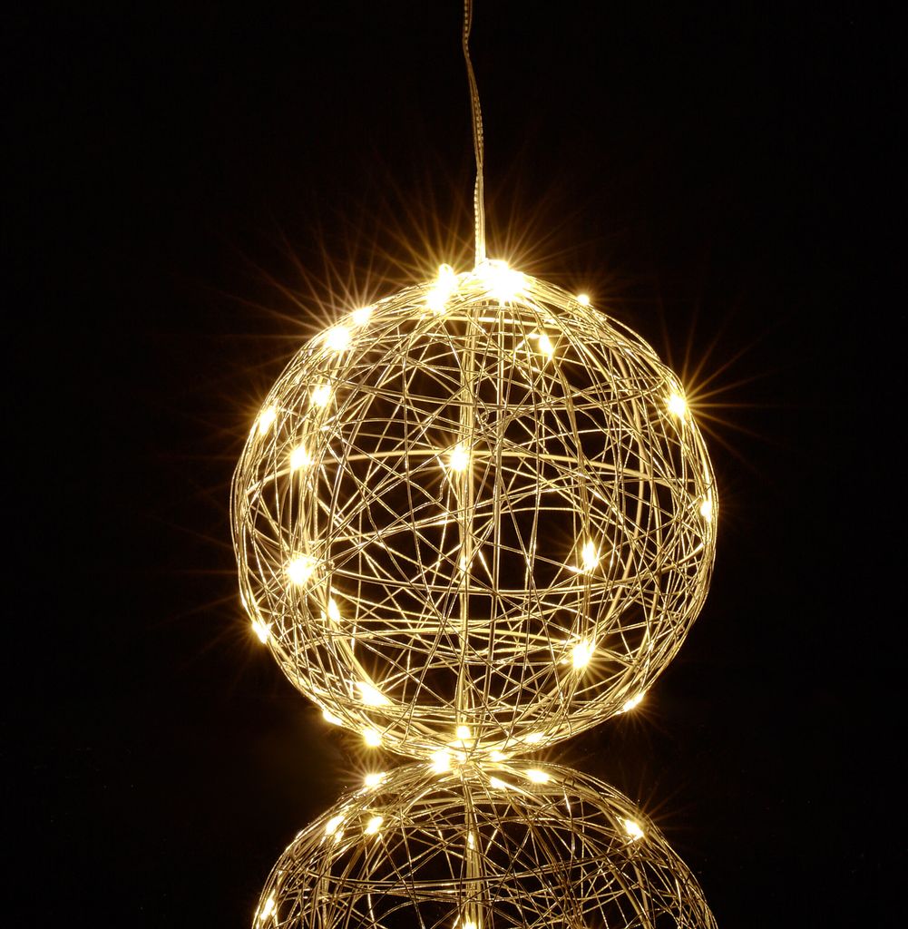 Boule décorative LED Relaxdays, à piles, boule en fil Image du produit 