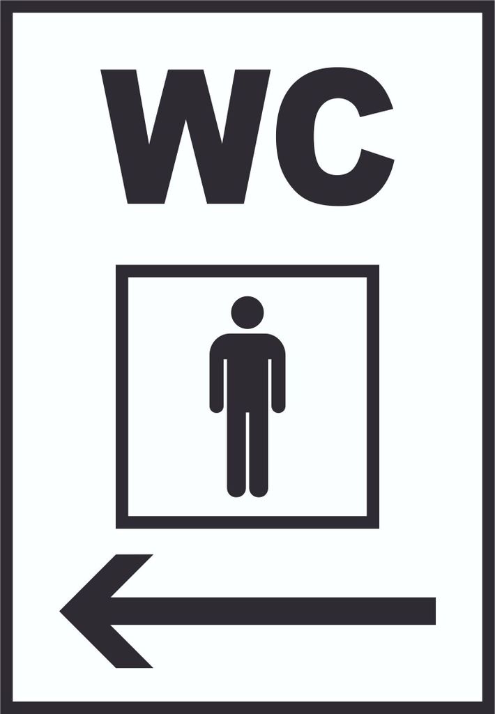 WC Herren links Schild A2 Rückseite selbstklebend