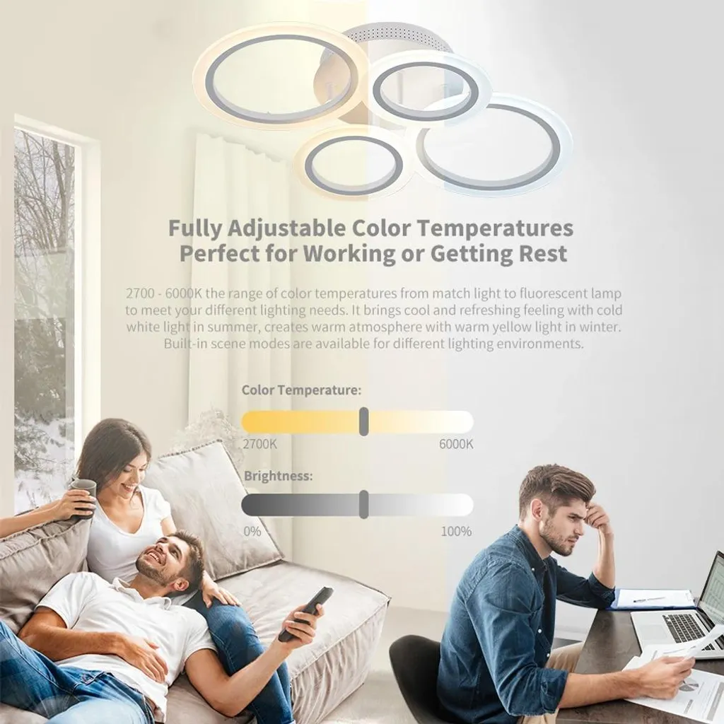 Plafonnier LED avec Télécommande RC et Variation d'Intensité par Appli - 4