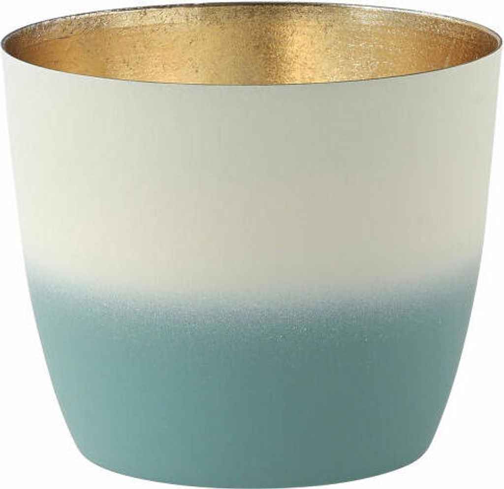 Gift Company Windlicht Madras M, Teelichthalter, Kerzenhalter, Eisen, Farbverlauf, Powder Blue / Weiß / Gold, 8.5 cm, 1054504063