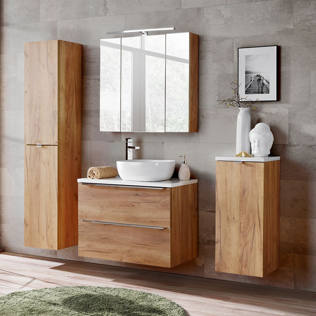 Hängesäule April 1 Tür, Holzoptik und Weiß Produktbild 5