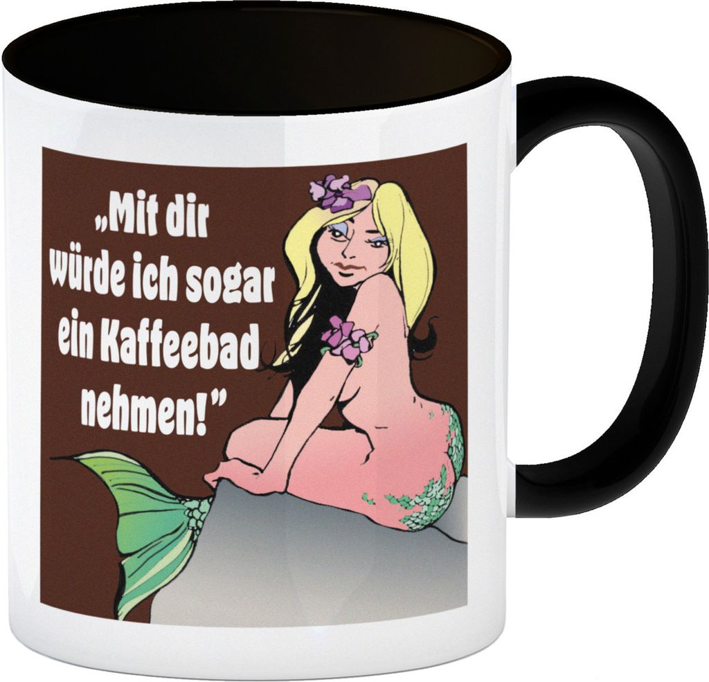 Kaffeebad mit Meerjungfrau Kaffeebecher in schwarz in braun