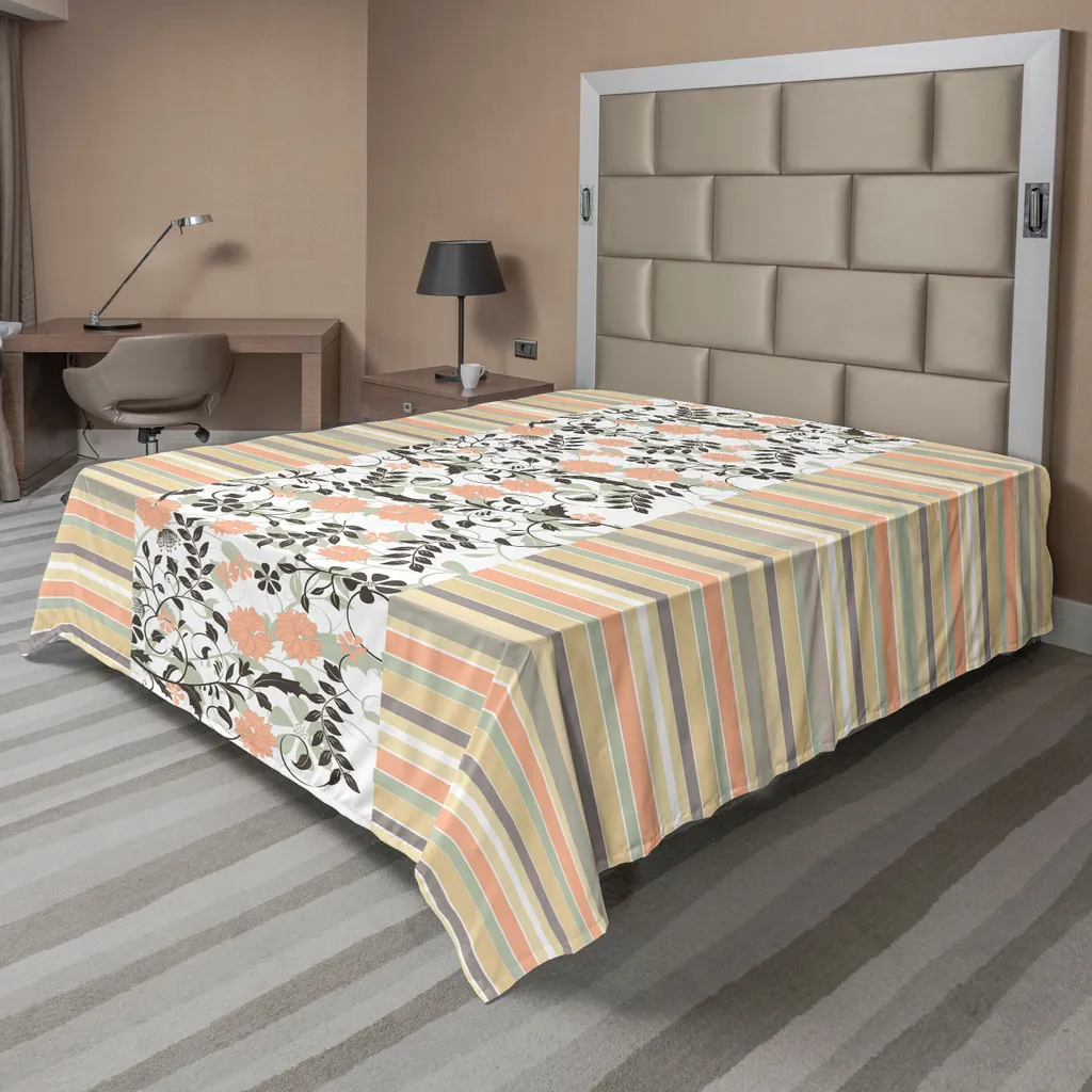 Drap plat grand format 275x260 cm doux pour peau sensible fleurs pastel