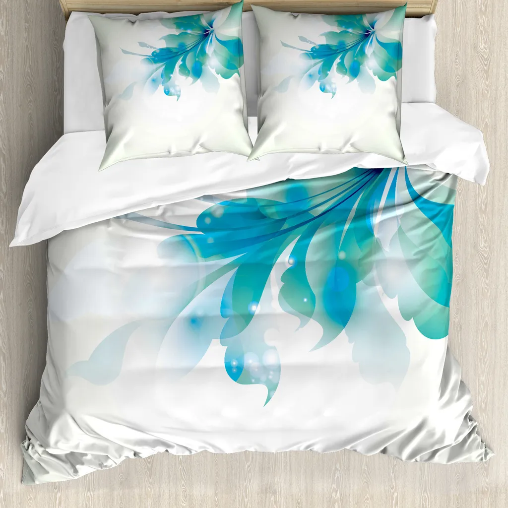 Copripiumino Antiacaro ABAKUHAUS 200x200 cm - Fiori Blu e Federe
