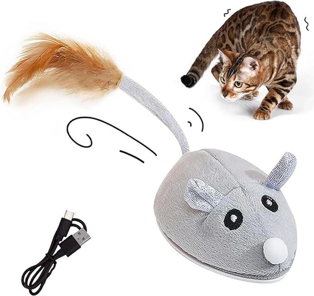 Elektrische kleine Maus zur Selbstunterhaltung mit Federn Produktbild 