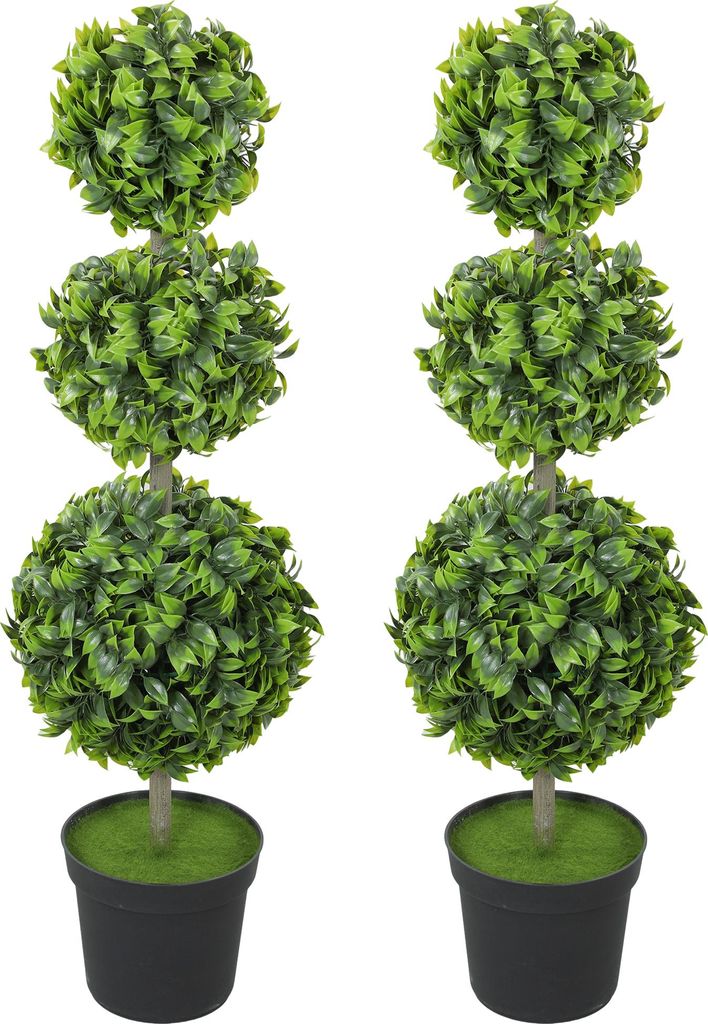 Kunstpflanzen im Topf, Kunststoff-Blätter, beflockte Erde, Grün