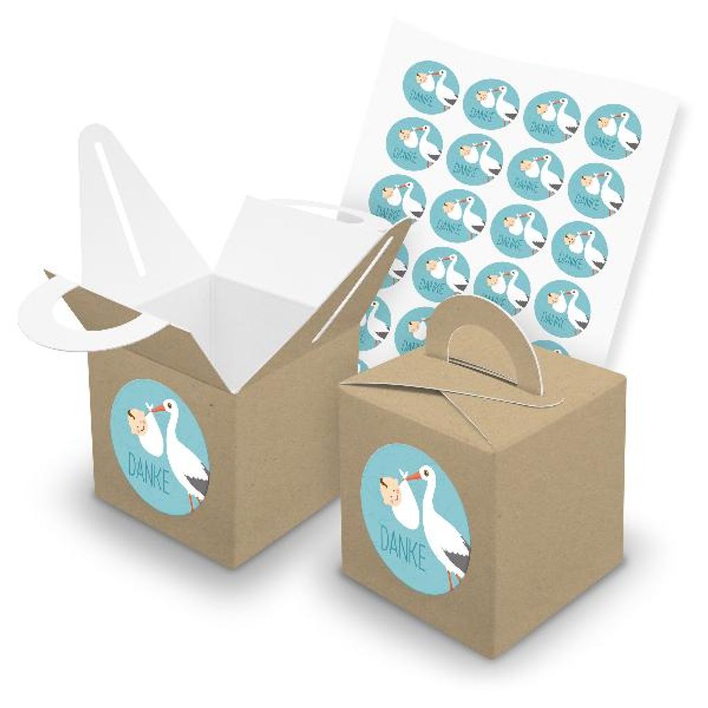 itenga SET 24x Würfelboxen mit Griff Braun (V43) + Motivsticker (M142)