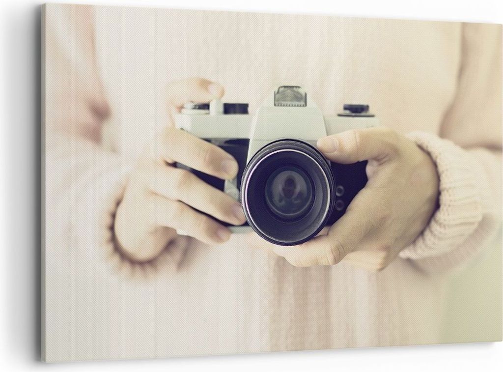 Bild auf Leinwand - Leinwandbild - Einteilig - Die Kamera Retro Fotografie - 120x80cm - Wand Bild - Wanddeko - Wandbilder - Leinwanddruck - Bilder ...