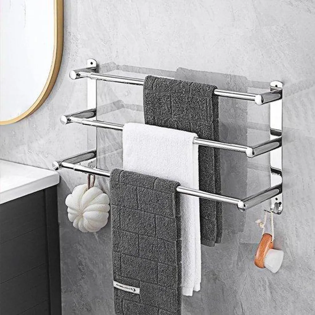Porte-serviettes télescopique en inox noir 43-78 cm haute résistance