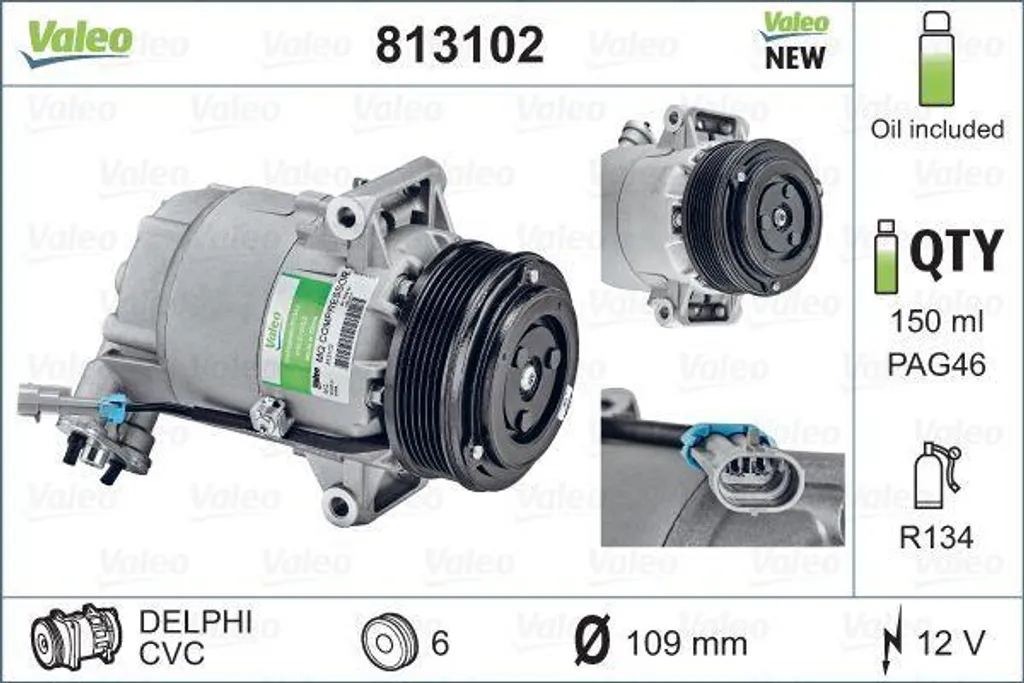 Compresseur de climatisation pour Opel Astra H et Zafira - Valeo 813102