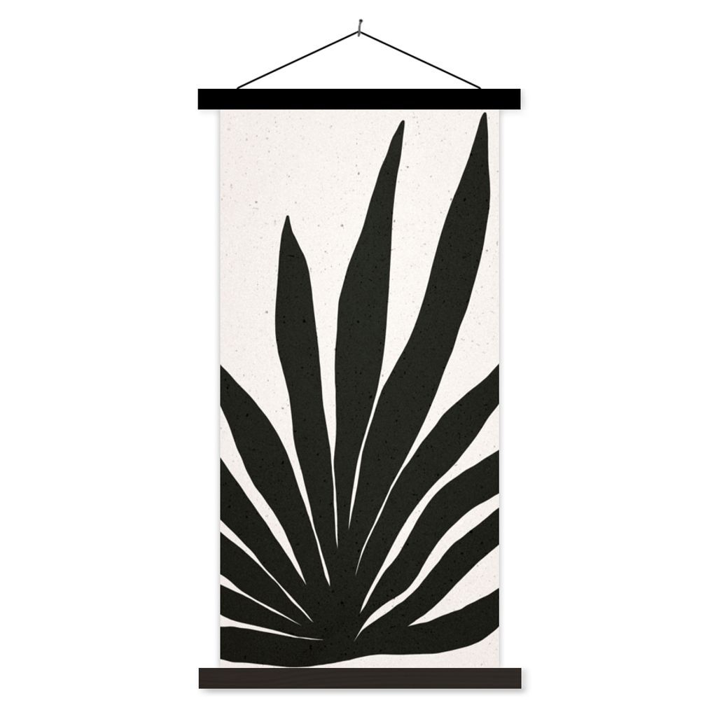 MuchoWow Textilposter Blatt - Pflanze - Minimalismus 90x180 cm mit schwarzem Rahmen - Dekoration Wohnzimmer