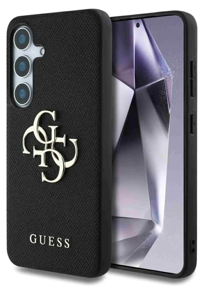 Cover Guess Samsung S25+ Plus Grained 4G Logo Black - Protezione Premium