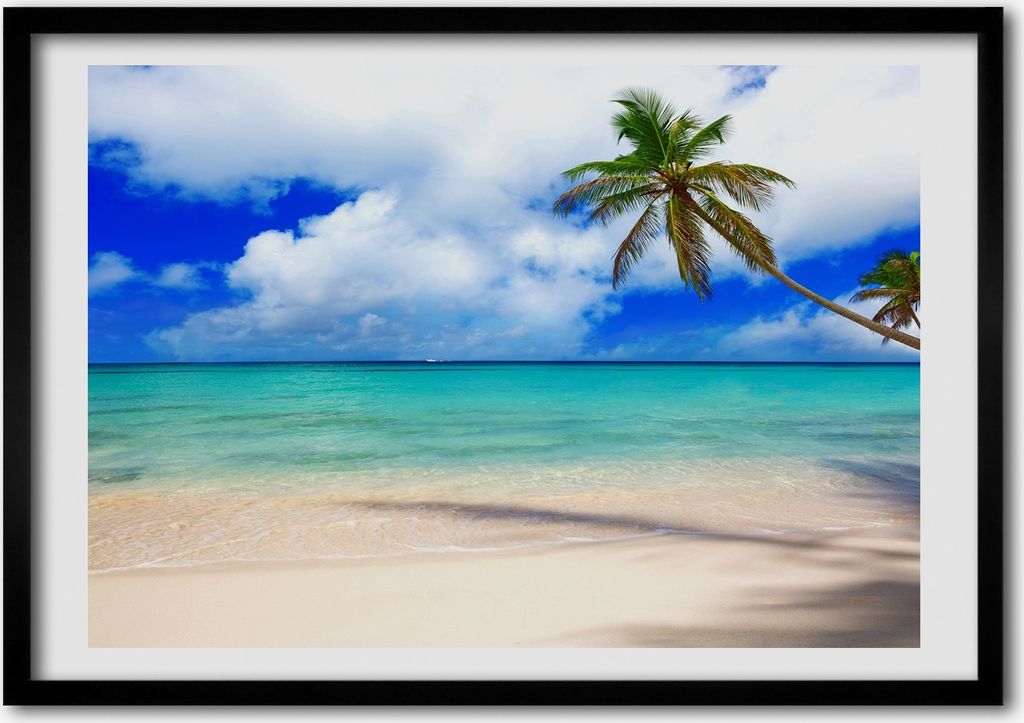 Bild - Bilder - Bilderrahmen - 70 cm x 50 cm - MDF-Rahmen, Wandkunst karibischer Strand