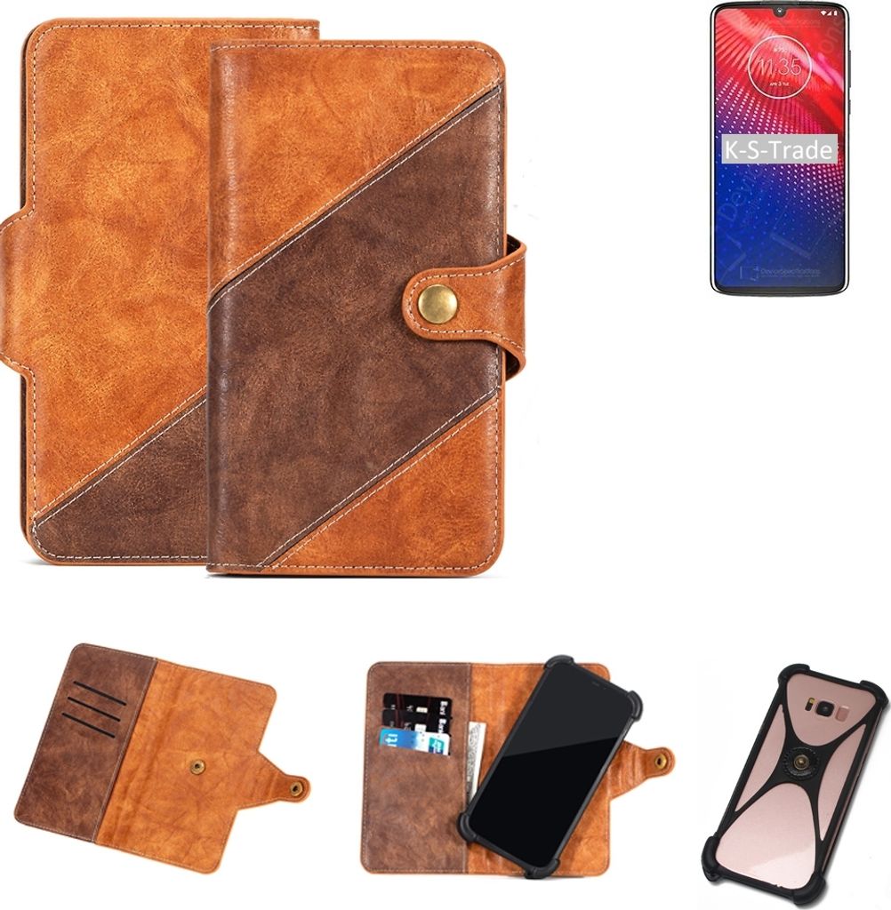 K-S-Trade Handyhülle Schutzhülle Bookstyle Case Wallet-Case kompatibel mit Motorola Moto Z4 Force Cover Klapphülle Kantenschutz Smartphone