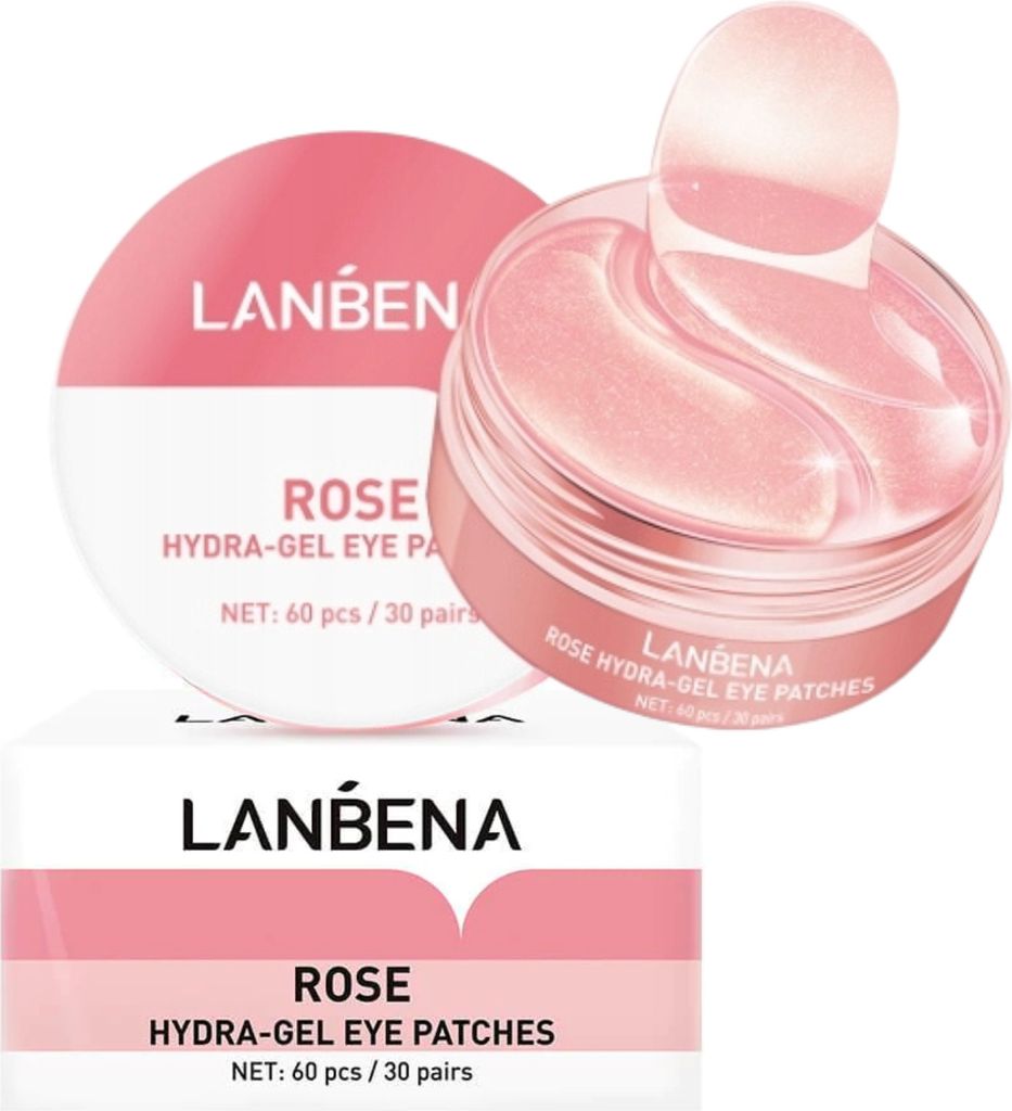 Lanbena Rose Hydrożelowe płatki pod oczy z ekstraktem z róży, 60 sztuk