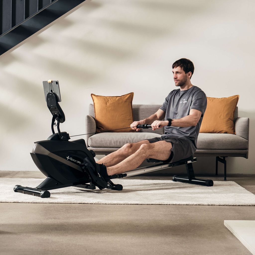 SportPlus I Rudergerät I Rudergerät für Zuhause, App Kompatibilität, klappbar, Rudergerät Magnet, 8 Widerstandsstufen, SP-MR-1200-B-iE