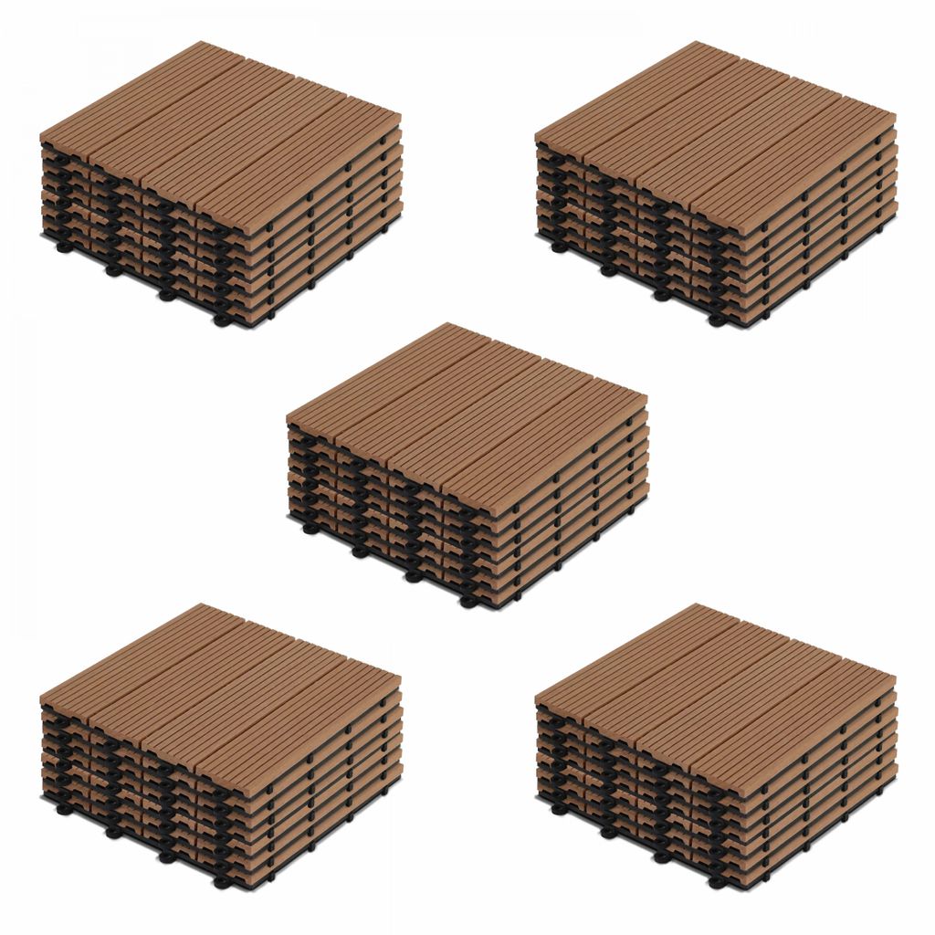 40 klickbare Terrassenplatten aus Verbundholz Braun - Oviala Padang