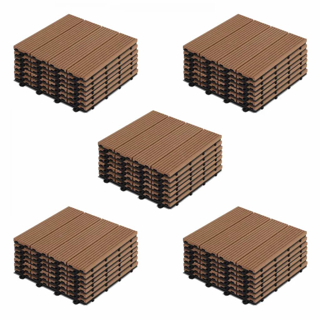 Aménagement terrasse et balcon : dalles clipsables bois composite marron