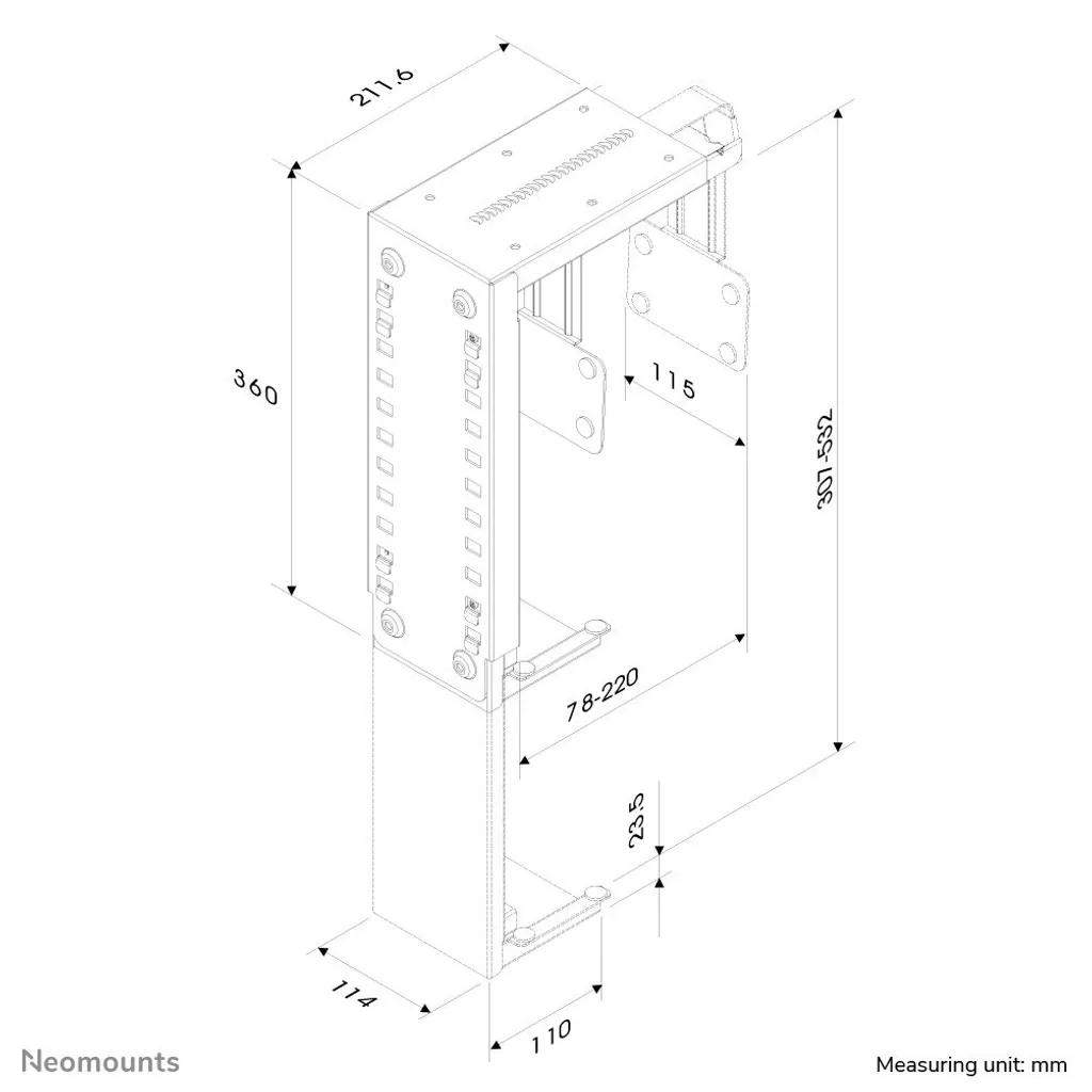 Neomounts CPU-D100BLACK Support Unité Centrale Réglable sous Bureau 30kg - 5