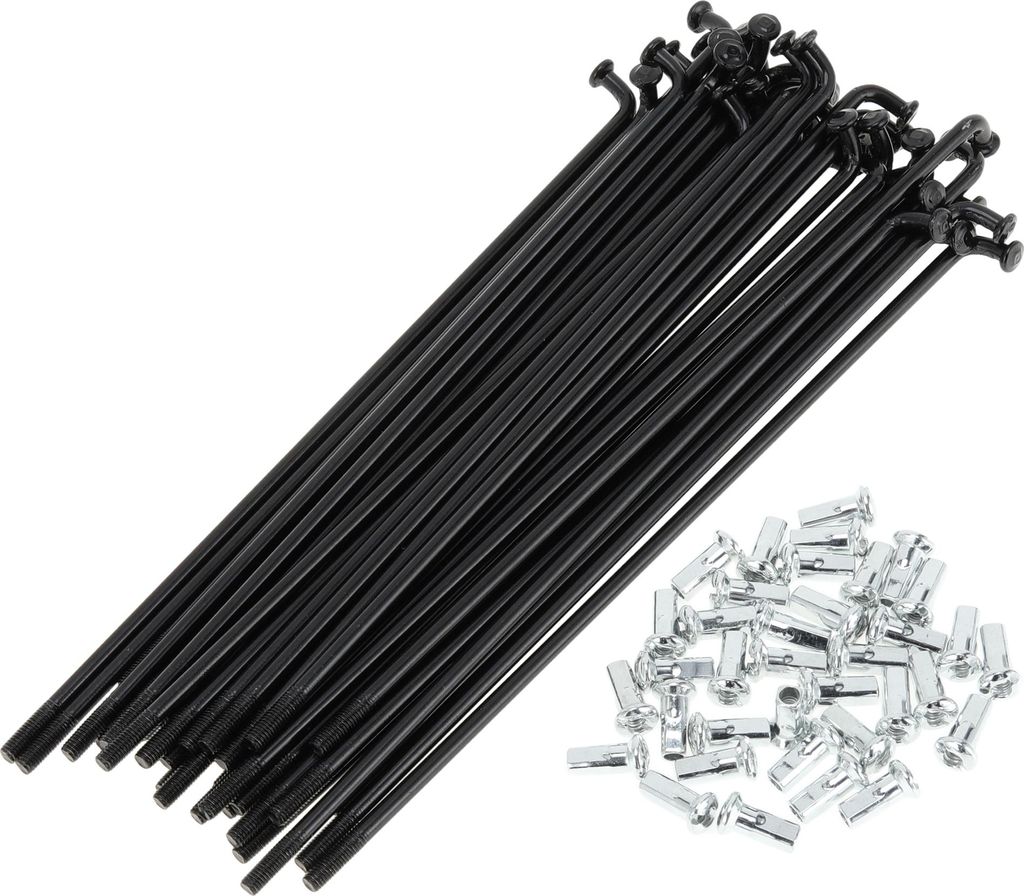 1 Satz Universelle Fahrradspeichen 12G 130mm Länge Fahrradradspeichen Nippel Schwarz Kohlenstoffstahl