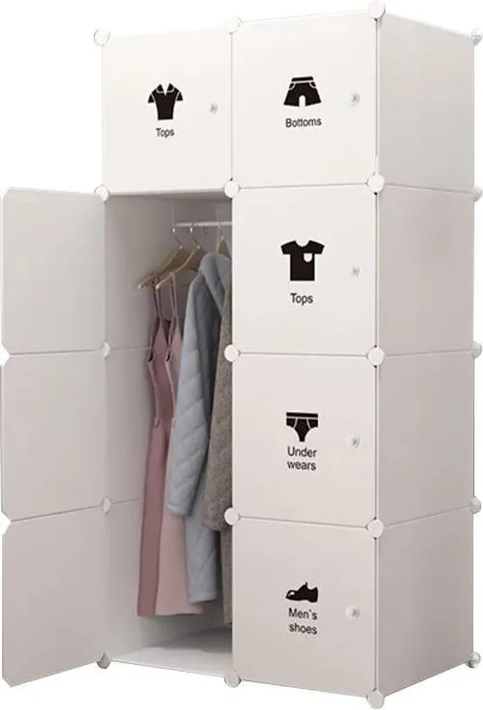 Dressing modulable pour vêtements suspendus 8 compartiments rouge design